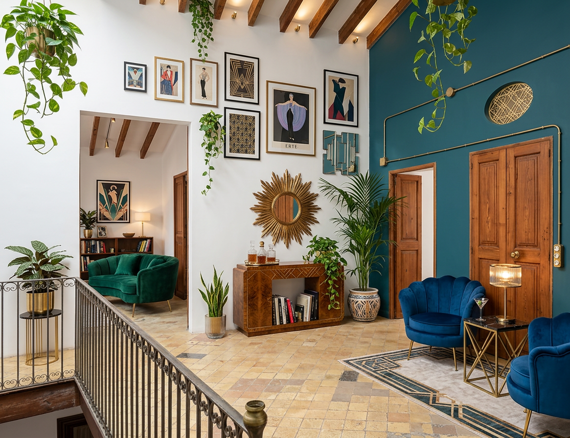 Restoration concept for the upper landing with Art Deco palette