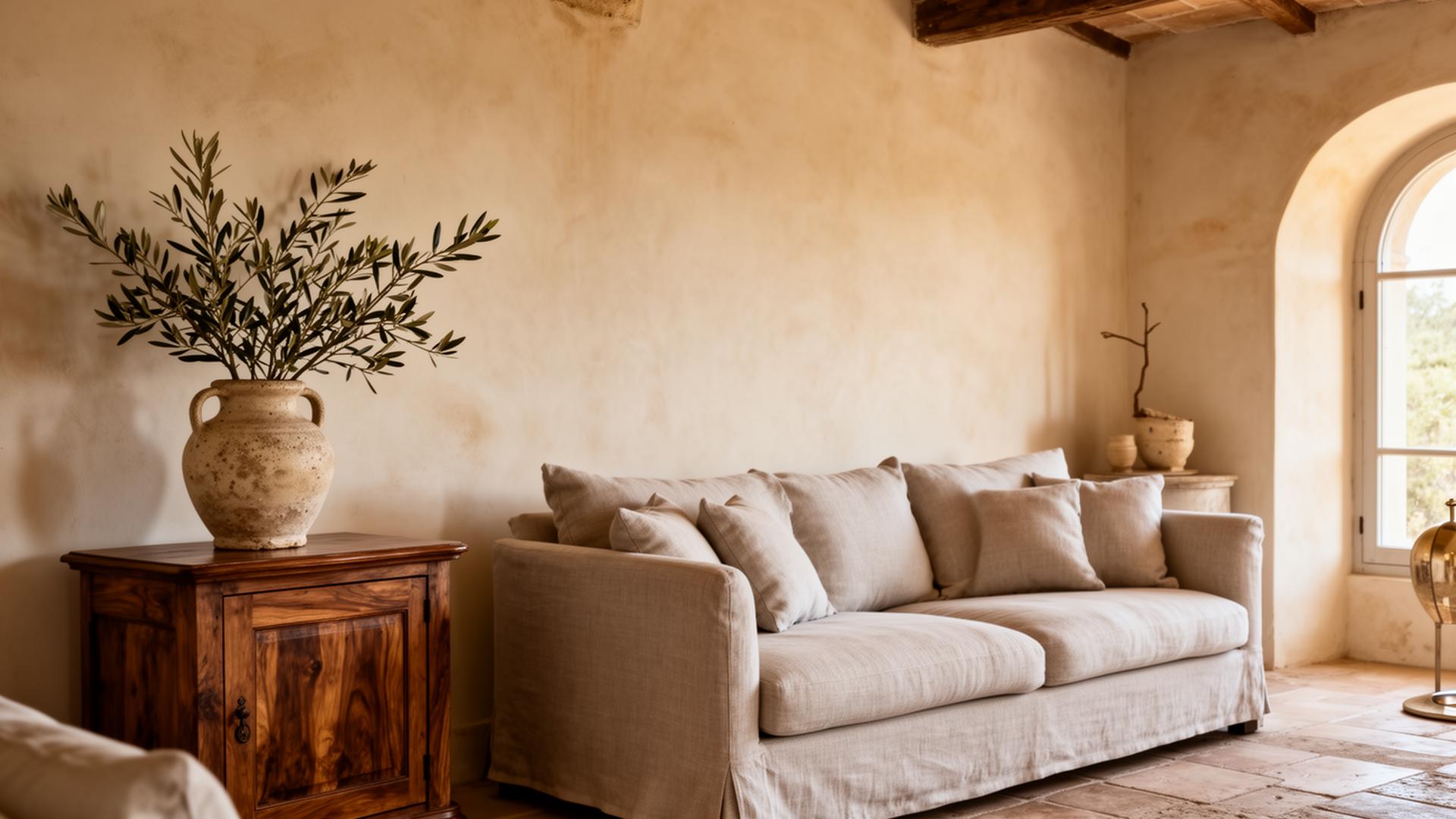 Restored Mediterranean stone living room